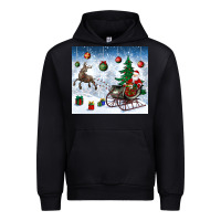 Black christmas santa deer and presents Urban Hoodie - BundleAndBundleShop