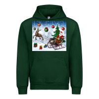Forest Green christmas santa deer and presents Urban Hoodie - BundleAndBundleShop