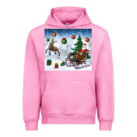 Fuchsia Pink christmas santa deer and presents Urban Hoodie - BundleAndBundleShop