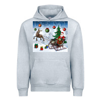Heather Grey christmas santa deer and presents Urban Hoodie - BundleAndBundleShop