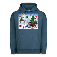 Pigment Midnight Navy christmas santa deer and presents Urban Hoodie - BundleAndBundleShop