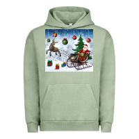 Pigment Oil Green christmas santa deer and presents Urban Hoodie - BundleAndBundleShop