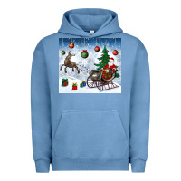 Pigment Pebble Blue christmas santa deer and presents Urban Hoodie - BundleAndBundleShop