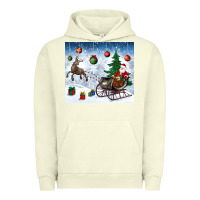 Pigment Pistachio christmas santa deer and presents Urban Hoodie - BundleAndBundleShop