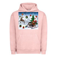 Pigment Salmon christmas santa deer and presents Urban Hoodie - BundleAndBundleShop