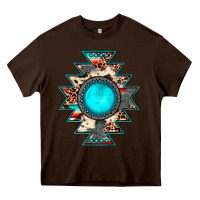 Chocolate Brown aztec leopard turquoise gemstone Heavy Core Tee - JahusDesignShop