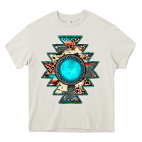 Cream aztec leopard turquoise gemstone Heavy Core Tee - JahusDesignShop