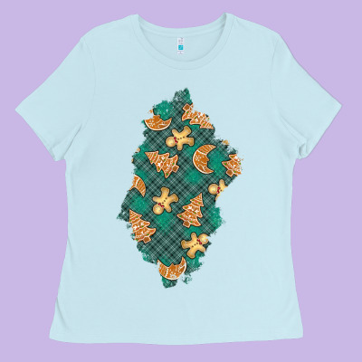Christmas Gingerbread Cookies Patch Ladies Tee Designed By Bundleandbundleshop