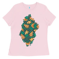 Bubblegum Pink christmas gingerbread cookies patch Ladies Tee - BundleAndBundleShop