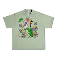 Oil Green mardi gras pelican Urban Heavy Tee - MaliasSmallBusiness