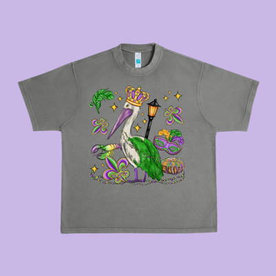 Mardi Gras Pelican Urban Heavy Tee Designed By Maliassmallbusiness