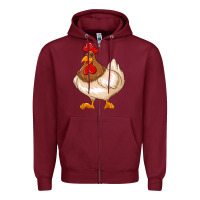 Burgundy cute chicken Zipper Hoodie - texasbilliewilder