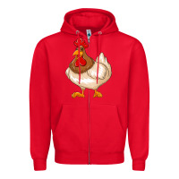 Red cute chicken Zipper Hoodie - texasbilliewilder