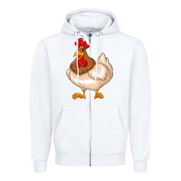 White cute chicken Zipper Hoodie - texasbilliewilder