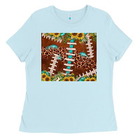 Baby Blue football leopard gemstone sunflower Ladies Tee - JahusDesignShop