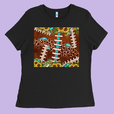 Football Leopard Gemstone Sunflower Ladies Tee Designed By Jahusdesignshop