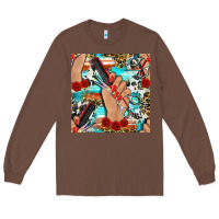 Chestnut hairdresser hand scissors and roses with serape leopard and cowhide se Long Sleeve Tee - BundleAndBundleShop
