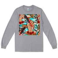 Heather Grey hairdresser hand scissors and roses with serape leopard and cowhide se Long Sleeve Tee - BundleAndBundleShop