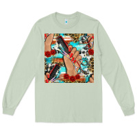 Matcha hairdresser hand scissors and roses with serape leopard and cowhide se Long Sleeve Tee - BundleAndBundleShop