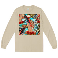 Mushroom hairdresser hand scissors and roses with serape leopard and cowhide se Long Sleeve Tee - BundleAndBundleShop