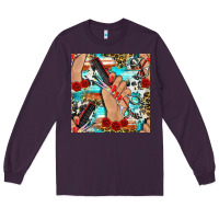 Plum hairdresser hand scissors and roses with serape leopard and cowhide se Long Sleeve Tee - BundleAndBundleShop