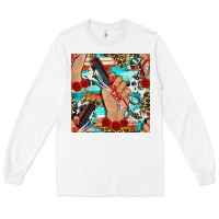 White hairdresser hand scissors and roses with serape leopard and cowhide se Long Sleeve Tee - BundleAndBundleShop