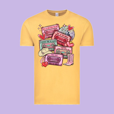 Valentines Day Cassette Tapes Vintage Tee Designed By Maliassmallbusiness
