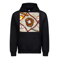 Black baseball glove and bat seamless pattern Urban Hoodie - BundleAndBundleShop