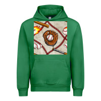 Emerald baseball glove and bat seamless pattern Urban Hoodie - BundleAndBundleShop