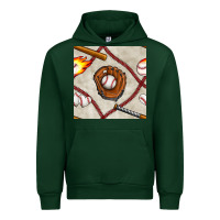 Forest Green baseball glove and bat seamless pattern Urban Hoodie - BundleAndBundleShop