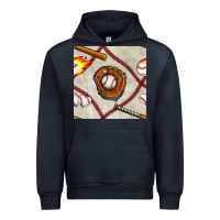 Navy baseball glove and bat seamless pattern Urban Hoodie - BundleAndBundleShop