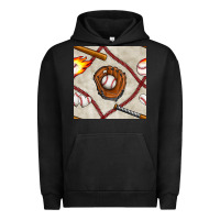 Pigment Black baseball glove and bat seamless pattern Urban Hoodie - BundleAndBundleShop