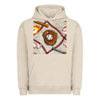 Pigment French Oak baseball glove and bat seamless pattern Urban Hoodie - BundleAndBundleShop