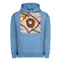 Pigment Pebble Blue baseball glove and bat seamless pattern Urban Hoodie - BundleAndBundleShop
