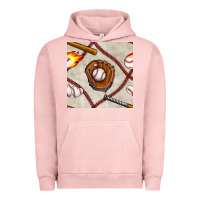 Pigment Salmon baseball glove and bat seamless pattern Urban Hoodie - BundleAndBundleShop