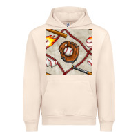 Sandshell baseball glove and bat seamless pattern Urban Hoodie - BundleAndBundleShop