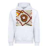 White baseball glove and bat seamless pattern Urban Hoodie - BundleAndBundleShop