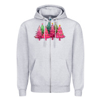 Heather Grey christmas tress with lights Zipper Hoodie - texasbilliewilder