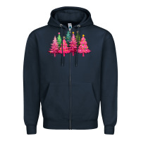 Navy christmas tress with lights Zipper Hoodie - texasbilliewilder