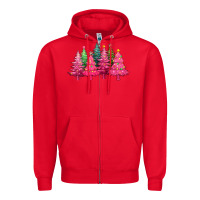 Red christmas tress with lights Zipper Hoodie - texasbilliewilder