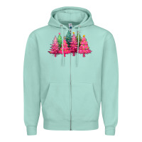 Seafoam christmas tress with lights Zipper Hoodie - texasbilliewilder