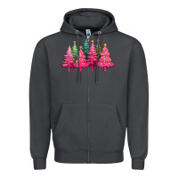 Smoke christmas tress with lights Zipper Hoodie - texasbilliewilder