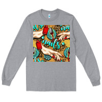 Hand And Nail Polish With Turquoise Gemstone And Leopard Seamless Patt Long Sleeve Tee | Teevron