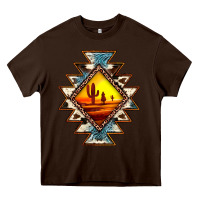 Chocolate Brown cowhide leopard sunset aztec Heavy Core Tee - JahusDesignShop
