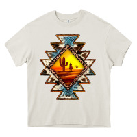 Cream cowhide leopard sunset aztec Heavy Core Tee - JahusDesignShop