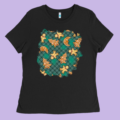 Christmas Gingerbread Cookies Patch Ladies Tee Designed By Bundleandbundleshop