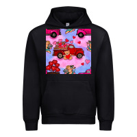 Black valentines day truck and cupid in the sky seamless pattern Urban Hoodie - BundleAndBundleShop