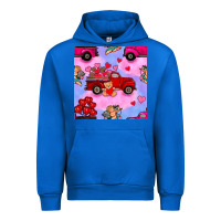 Cobalt valentines day truck and cupid in the sky seamless pattern Urban Hoodie - BundleAndBundleShop