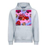 Heather Grey valentines day truck and cupid in the sky seamless pattern Urban Hoodie - BundleAndBundleShop
