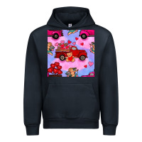 Navy valentines day truck and cupid in the sky seamless pattern Urban Hoodie - BundleAndBundleShop